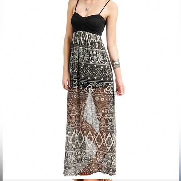 Billabong Sweet Lyrics Maxi Dress with Bustier-like Top Women’s Small - Picture 1 of 6